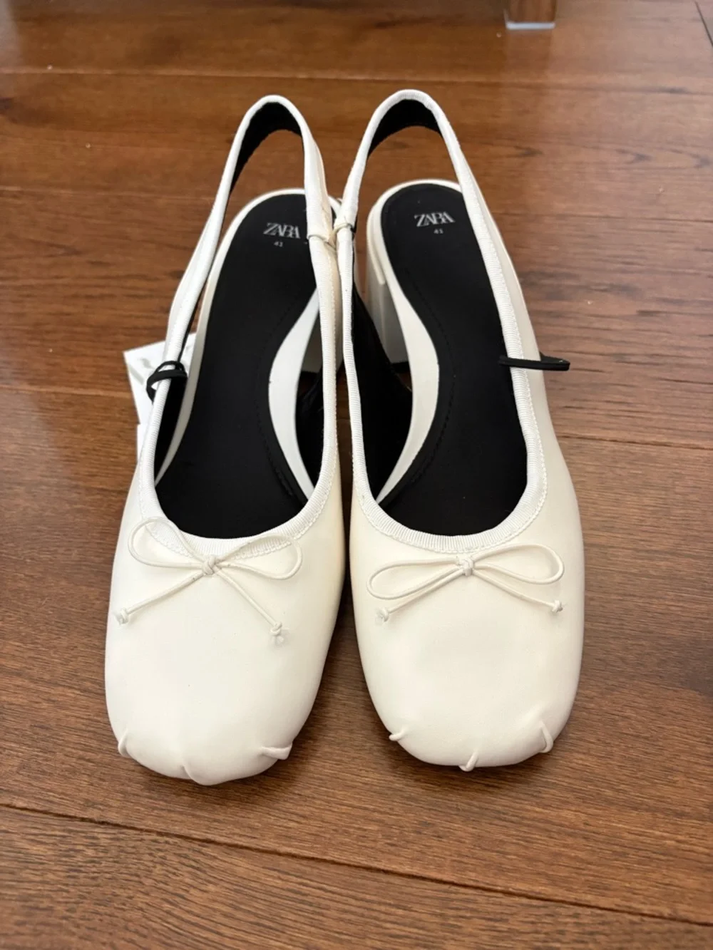 Zara Cream Ballet Slingback Kitten Heals with Bow - Picture 2 of 5